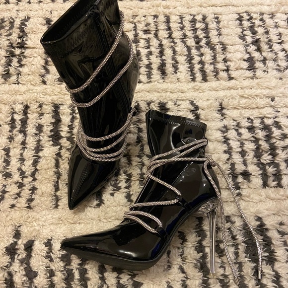 Azalea Wang Diamond Drip Faux Patent Leather Bootie - Picture 5 of 12